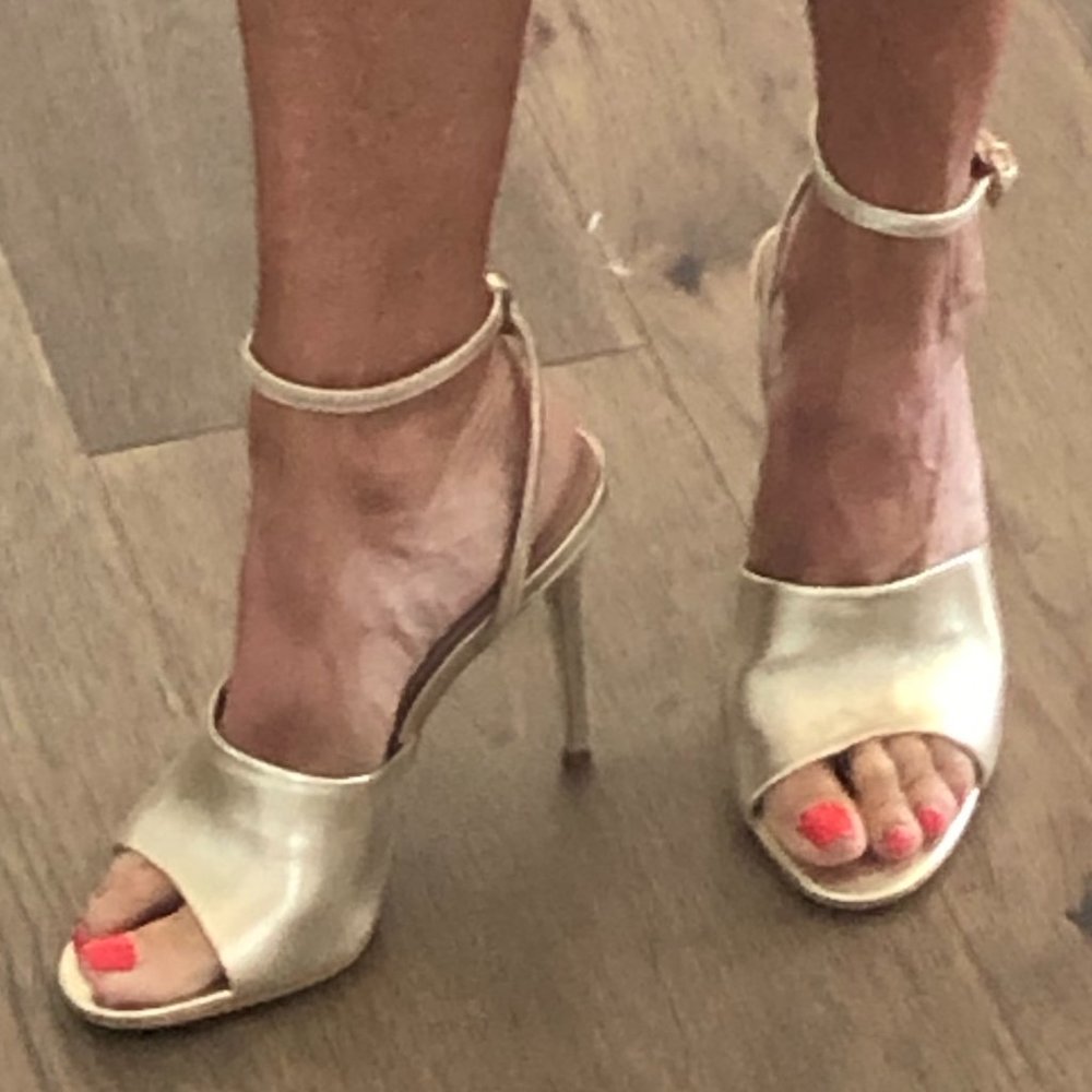 Steve Madden Gold Ankle Wrap Heels